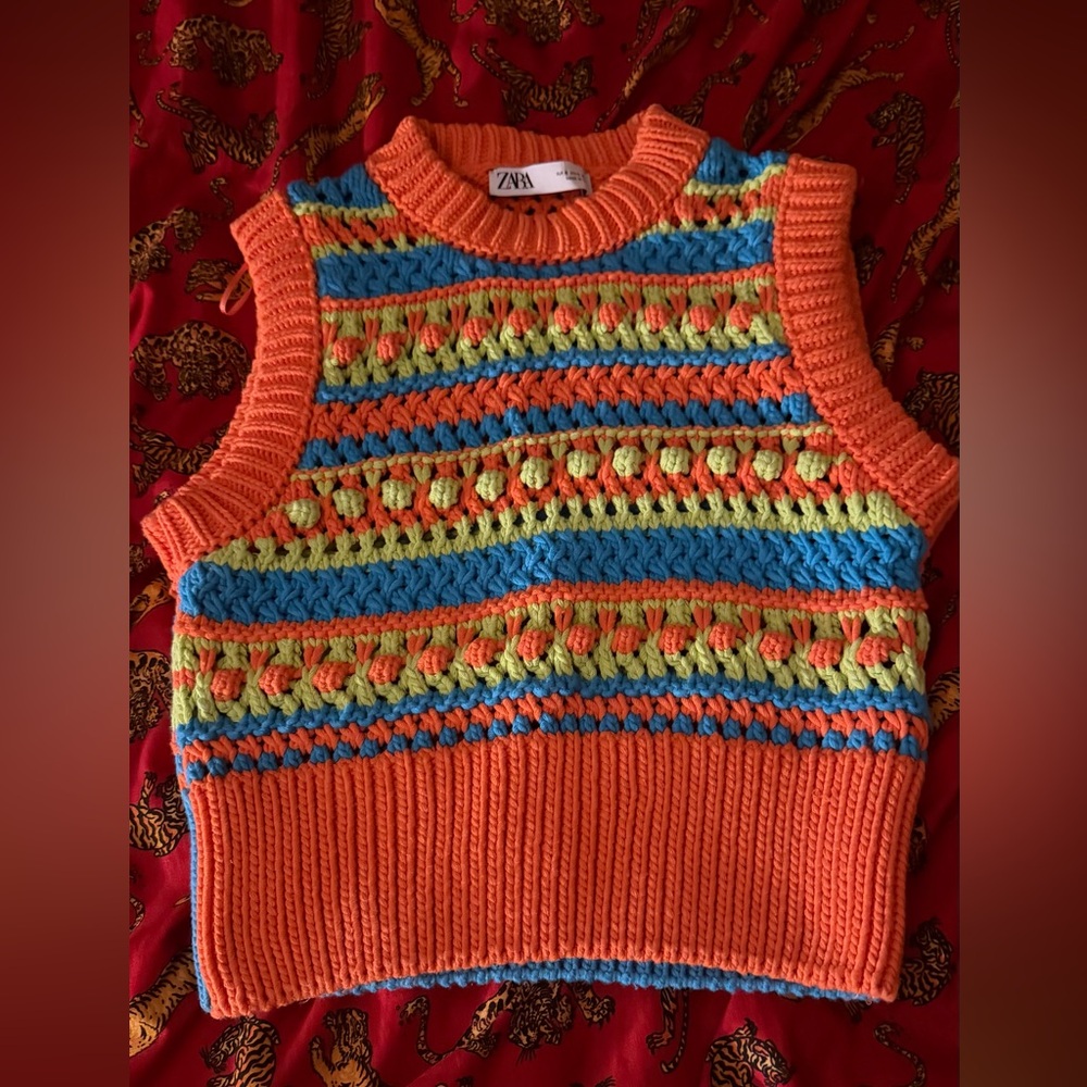 Zara Multicolor Knit Sweater Vest